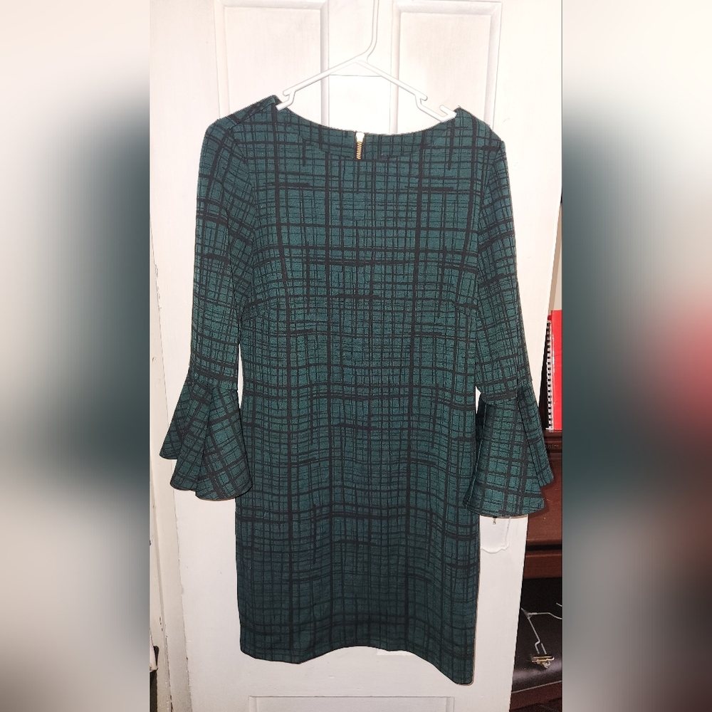 Elegant Green Plaid Dress
